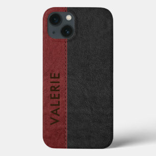 Masculine Black & Red  Faux-leder Case-Mate iPhone Case