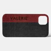 Masculine Black & Red Faux-leder Case-Mate iPhone Case (Achterkant (horizontaal))