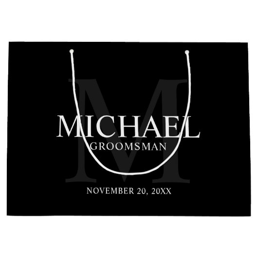 Masculine Black Specialized Groomsmen Groot Cadeauzakje (Voorkant)