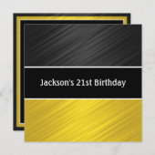 Masculine Black Yellow Stripes Party Kaart (Voorkant / Achterkant)