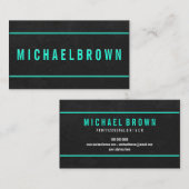 Masculine Blauwgroen tekst op donkergrijze achterg Visitekaartje (Voorkant / Achterkant)
