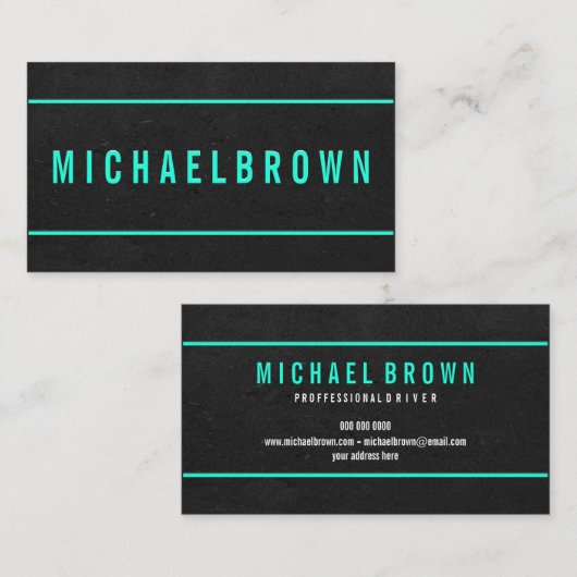 Masculine Blauwgroen tekst op donkergrijze achterg Visitekaartje (Voorkant / Achterkant)