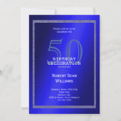 Masculine Blue en Glitter Lijst 50th Birthday Kaart (Voorkant)