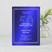 Masculine Blue en Glitter Lijst 50th Birthday Kaart (Staand voorkant)