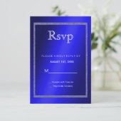 Masculine Blue en Glitter Lijst 50th Birthday RSVP Kaartje (Staand voorkant)