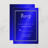 Masculine Blue en Glitter Lijst 50th Birthday RSVP Kaartje (Voorkant / Achterkant)