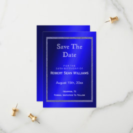 Masculine Blue en Glitter Lijst 50th Birthday Save The Date