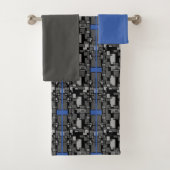 Masculine Blue Gray Geometric Bath-handdoekset Bad Handdoek (Insitu)