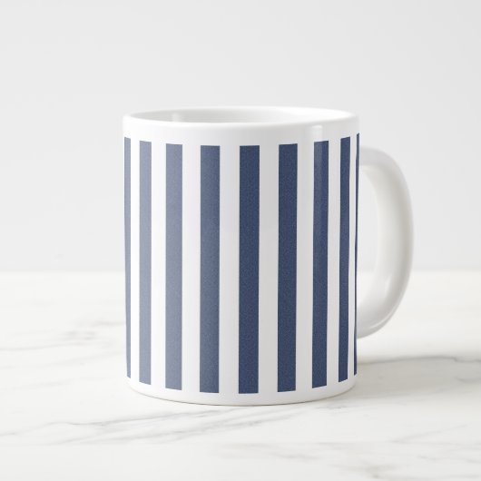 Masculine Blue Striped Personalized Monogrammen Grote Koffiekop (Voorkant rechts)