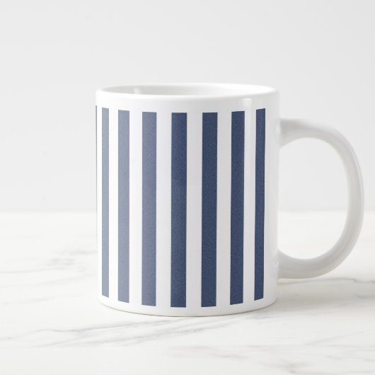 Masculine Blue Striped Personalized Monogrammen Grote Koffiekop (Rechts)