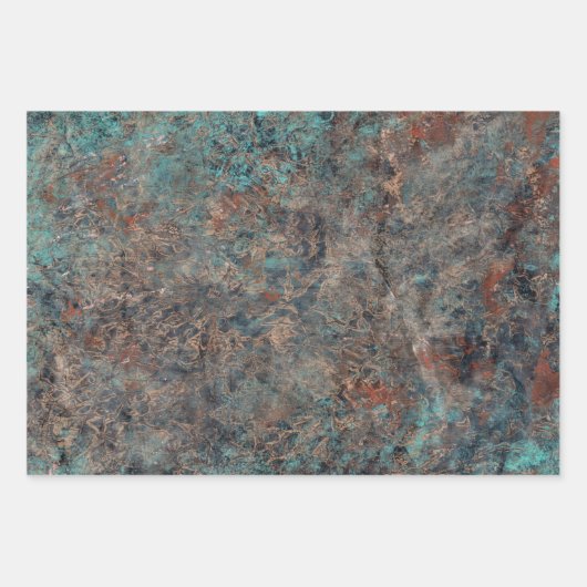 Masculine Boho Turquoise Patina Wrapping Paper Ze (Voorkant 3)