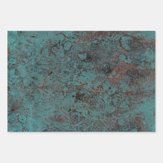Masculine Boho Turquoise Patina Wrapping Paper Ze (Voorkant 2)