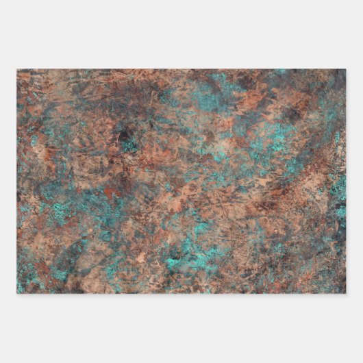 Masculine Boho Turquoise Patina Wrapping Paper Ze (Voorkant)