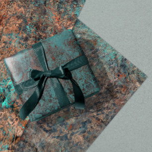 Masculine Boho Turquoise Patina Wrapping Paper Ze