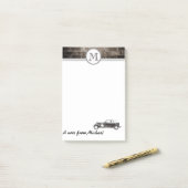 Masculine Brick muur stijlvolle oude auto monogram Post-it® Notes (Op bureau)