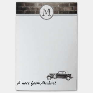 Masculine Brick muur stijlvolle oude auto monogram Post-it® Notes
