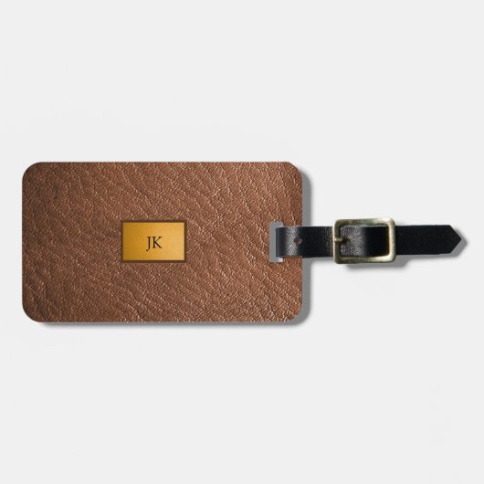Masculine Brown Leather Kijk Bagagelabel (Voorkant horizontaal)