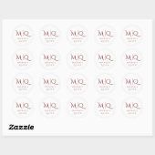 Masculine Burgundy Red Monogram Ronde Sticker (Vel)