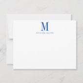 Masculine Business ProfessionaI Blue Monogram Notitiekaartje (Voorkant)