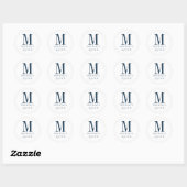 Masculine Business ProfessionaI Blue Monogram Ronde Sticker (Vel)