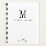 Masculine Business ProfessionaI Monogram Planner<br><div class="desc">Een moderne masculine zwarte naam en een initiaal monogram op wit,  voor uw business planner met een industrieel Romein modern lettertype. Voeg een speciale handgeschreven nota met uw eigen naam logo toe. Eenvoudige en minimalistische stijl. Bestellen in grotere hoeveelheden voor meer besparingen.</div>