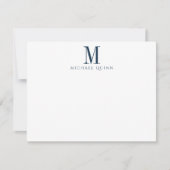 Masculine Business ProfessionaI Navy Blue Monogram Notitiekaartje (Voorkant)