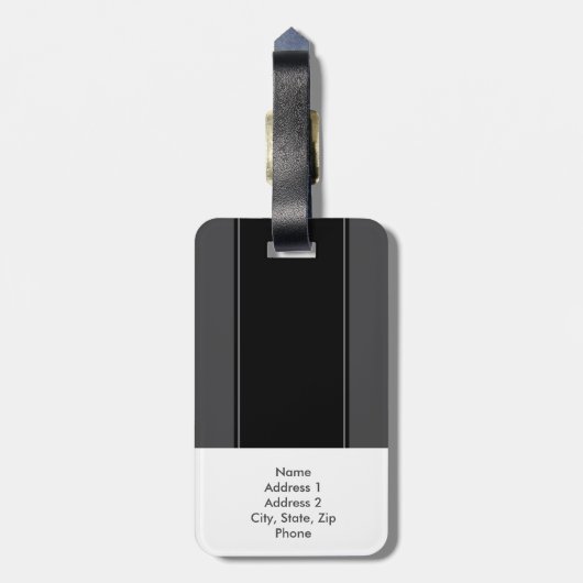Masculine Charcoal Gray op Black Monogramed Bagagelabel (Achterkant verticaal)