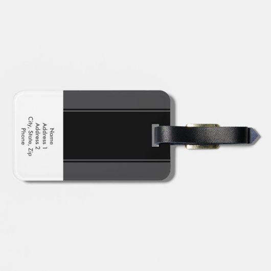 Masculine Charcoal Gray op Black Monogramed Bagagelabel (Achterkant horizontaal)
