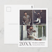 Masculine College 3 Foto Afstuderen Aankondiging Briefkaart (Voorkant / Achterkant)