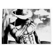 Masculine Cool Cowboy Bodybuilder Charcoal Drawing Groot Cadeauzakje (Voorkant)