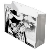 Masculine Cool Cowboy Bodybuilder Charcoal Drawing Groot Cadeauzakje (Voorkant Gekanteld)