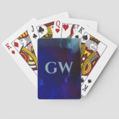 Masculine Dark Blue Abstract monogram Pokerkaarten (Achterkant)