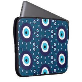 Masculine Dark Blue Nazar Evil Eye Patroon Laptop Sleeve