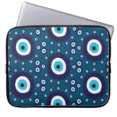Masculine Dark Blue Nazar Evil Eye Patroon Laptop Sleeve (Voorkant)