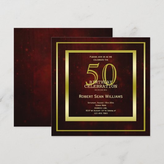 Masculine Double Gold Lijst 50th Birthday Kaart (Voorkant / Achterkant)