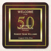 Masculine Double Gold Lijst 50th Birthday Kartonnen Onderzetters (Voorkant)