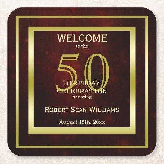 Masculine Double Gold Lijst 50th Birthday Kartonnen Onderzetters (Voorkant)
