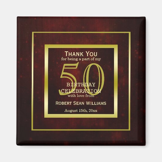 Masculine Double Gold Lijst 50th Birthday Magneet (Voorkant)