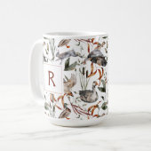 Masculine Duck Hunter Herfst Foliage Monogram Coff Koffiemok (Voorkant links)