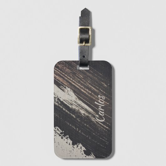 Masculine- en moderne zwarte en beige verf bagagelabel (Voorkant (verticaal))