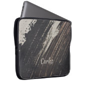 Masculine en Moderne zwarte en beige verf lijn Laptop Sleeve (Voorkant Rechts)