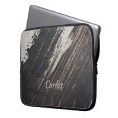 Masculine en Moderne zwarte en beige verf lijn Laptop Sleeve (Voorkant Links)