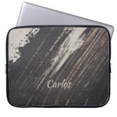 Masculine en Moderne zwarte en beige verf lijn Laptop Sleeve (Voorkant)