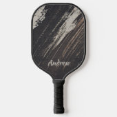 Masculine- en moderne zwarte en beige verf pickleball paddle (Voorkant)