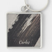 Masculine- en moderne zwarte en beige verf sleutelhanger (Voorkant)