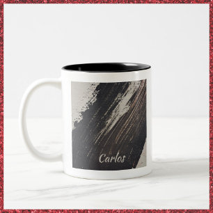 Masculine- en moderne zwarte en beige verf tweekleurige koffiemok