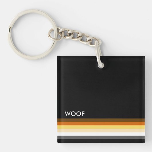 Masculine en Slank Gay Beer Pride Flag WOOF Sleutelhanger (Voorkant)
