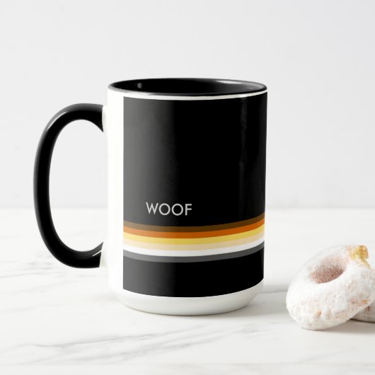 Masculine en stijlvolle Beren Pride Flag WOOF Mok (Met donut)