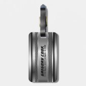 Masculine Faux Silver Stripes Design Monogramed 2 Bagagelabel (Achterkant verticaal)