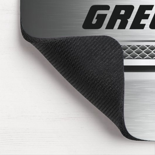 Masculine Faux Silver Stripes Design Monogramed Muismat (Hoek)